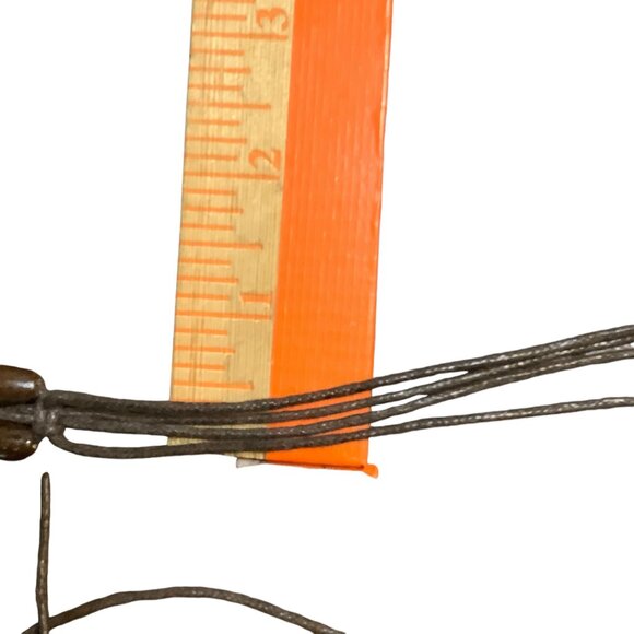 Vtg Boho Brown Beaded Belt Carved Coconut Shell Fringe Adjustable Length 75" L - Picture 7 of 7